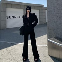크롭 티 후드 더블 지퍼 상 하의 세트 트레이닝 여성 레트로 럭셔리 트랜드 요즘 유행 날씬 슬림핏