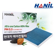 현대자동차 헤파필터 PM0.3 차량용 활성탄 현대차 에어컨필터 미세먼지 냄새제거, 1개, 싼타페TM GG176
