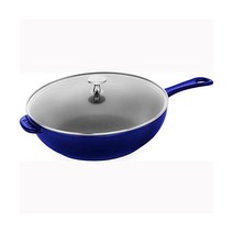 스타우브 주철 팬 뚜껑 포함 10인치 2.9 Quart Serves 2-3 프라이팬 웍 Made in France 무광 Black, 2.9-Qt, Dark Blue