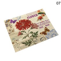 쉐비 소품 빈티지 플라워 리넨 테이블 장식 플레이스 매트 커피 컵 받침 패드, 07+42x32cm