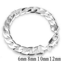여성은팔찌 실버 NUMBOWAN 925 컬러 팔찌 옆으로 6MM/8MM/10MM/12MM 남성 여성 쥬얼리