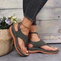 발가락 분리 신발 패드 여름 옥스포드 여성 샌들 플랫 슬리퍼 Pu 가죽 플립 플롭 벨트 버클 로마 패션 2023, green+37