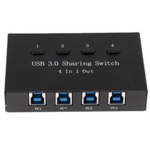 USB 3.0 수동 공유 스위치 KVM 스위처 어댑터 박스 4 컴퓨터 공유 1 프린터 스캐너용 USB 장치 허브, 블랙