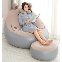 1인용 거실 소파 원룸 기숙사 휴식용 안락의자, 에어 소파. 발 뻗고 소파 한개씩 브라운
