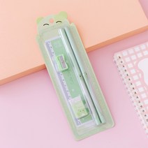 고속카메라 초고속카메라 5 개/대 만화 곰 고양이 연필 지우개 눈금자 숫돌 학교 용품 문구 2021, 05 Cat Green