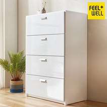 SR9761 필웰 레아 4단 서랍장 폭800 DVX 하이그로시 서랍문, 화이트