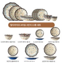 북유럽 보헤미안스타일의 이쁜그릇 밥공기 수입 예쁜 폴란드접시, 컬러풀 라이프 3인식, 핸드페인팅