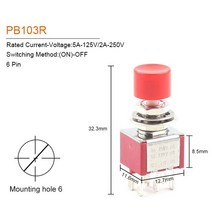자동 절체기 전원 스위치 캠핑카 시스템 듀얼 카라반 1/5PCS 6mm 3/6Pin 2 위치 미니 순간 자동 복, 07 PB103R 6 Pin_01 1 PCS