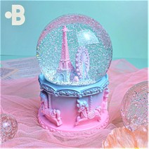 본디자인랩 핑크 에펠탑 관람차 LED 워터볼 오르골 스노우볼, 핑크 에펠탑-B. Pink Purple
