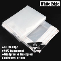 야외 투명 방수포 전망대 Pergola 창 방풍 천막 정원 식물 방수 캔버스 천 0.1mm, 21.2line White edge - 2x8m