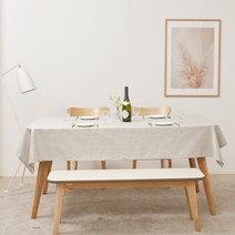 룰루홈 린넨 방수 식탁보 테이블보 (130x170), 라이트그레이, (130x170cm)
