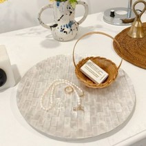 진심디자인 오브리 라운드 자개 트레이, 선택:02 Large:01 골드, 단품