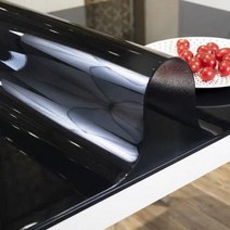 부드러운 유리 식탁보 투명 PVC 테이블 천 방수 내유 주방 식탁 커버 부드러운 실리콘 책상 매트 카펫, Black+80 x 120cm
