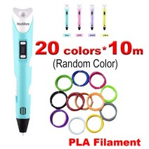 hoomore 3d pen pla filament 1.75mm 3d printing pen diy pens drawing pencil with led screen birthday, 파란색-200m, 협력사