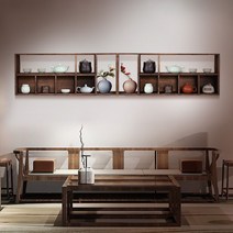 아트미니 벽걸이 다기장 다완장 찻장 그릇장 빈티지그릇장 선반, 1_다크 좌열 71.5x29.5cm