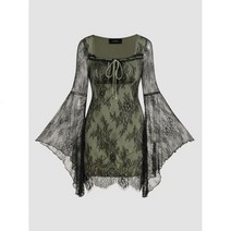 샵사이다 CIDER Floral Knotted Lace Bell Sleeve Mini Dress 510351