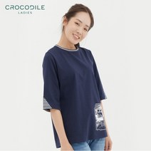 [크로커다일레이디] 코튼혼방 원포인트 5부 티셔츠