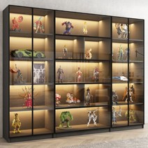 건프라장식장 유리 프라모델 피규어장 투명 수납장, 회색캐비닛이중도어80x37cm