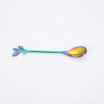 커틀러리 포크나이프 양식기 세트 커트러리 스테인레스 스틸 커피 스푼 과일 포크 디저트 케이크 샐러드 식기 칼 호텔 레스토랑 파티 용품 주방 도구, 레인보우 스푼