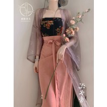 YAPOGI 여름 개선 국립 스타일 긴 스피닝 드레스 카디건 정장 여성 데일리 브래지어 스커트 한 요소 세 조각 유행 롱 카디건