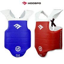 SG 무스포 태권도 단면호구 세트 프로 격투기 보호대, 청+적