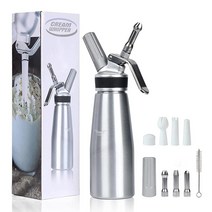 VIGIND 튼튼한 알루미늄 바디와 헤드가 있는 휘핑 크림 디스펜서 500ml 크림 휘퍼 6개의 장식 노즐이 있는 크림 메이커 누출 방지 표준 8g N2O 충전기 사용(포함되