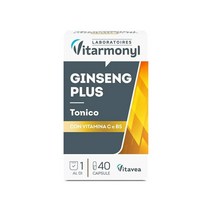 Vitarmonyl Vitarmonyl -Ginseng Plus -Ginseng 추출물 비타민 C 및 B5를 기반으로 한 식품 보조제 - 피곤함 - 성능 향상 - 40 캡슐 팩, 4개