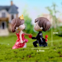 연인 피규어 커플 미니어처 데스크탑 홈 장식 사람들 소년 소녀 모델 공주 요정 그놈 발렌타인 데이 선물 인형 집, 12형 레드