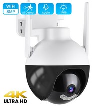 현관문CCTV 펫 와이파이 집안 4K 8MP PTZ 카메라 4MP Ai 인간 감지 비디오 감시 야외 컬러 IR 야간 투시경 클라우드 CCTV 홈 보안, 07.8MP Add 64G Card_04.영국 플러그
