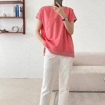 셀러허브 패션 여자 SS 반팔 주머니 큰사이즈 티셔츠