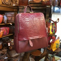 맹가미 가죽공방 여성 자주색 악어무늬 소가죽 백팩 엄마 선물