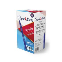 Paper Mate 볼펜 프로파일 리트랙터블 펜 미디엄 포인트(1.0mm) 블랙 36개, Blue