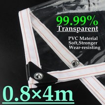 렉산2t 차양 캐노피 차고사용자 정의 99.9% 투명 PVC 타포린 천 방풍 방수 비 쉼터 정원 캐노피 AwingsTarp, 08 0.8m x 4m