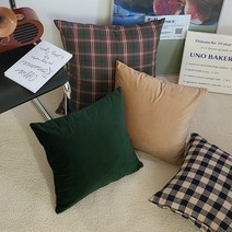 유즈 벨벳 쿠션커버(40x40)1장+쿠션솜1개, 그린