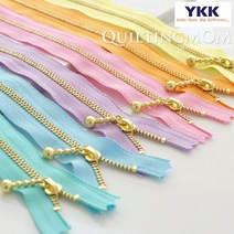 퀼팅맘 YKK지퍼 금색자크 파스텔톤 (물방울), 10.골드지퍼 물방울 파스텔 스카이[12cm]