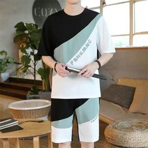스포츠 여성반바지 트레이닝set 남성 여름 트렌드 멜란 얇은 쿨 반소매 한세트 캐쥬얼 코디 멋진 4997255598