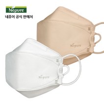 네퓨어 프리미엄 KF94 대형 황사 미세먼지 끈조절 컬러 마스크, 프리미엄 KF94 흰색+연한황색 30매씩