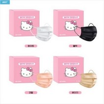 [네이처밸런스]헬로키티 산리오 중형 마스크 100매입 + 애니가드 마스크 대형 20매입, 헬로키티 코랄(100매입)