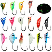 빙어낚시 견지낚시 얼음낚시 16Pcs 낚시 미끼 얼음 지그 빛나는 장비베이스 Crappie 헤드 겨울, 01 16Pcs
