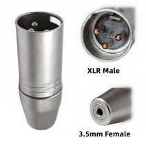 오인페 3 핀 XLR 3.5mm 암 스테레오 오디오 커넥터 마이크 어댑터 커플러 출력 인터페이스 실버, [01] XLR Male to Female