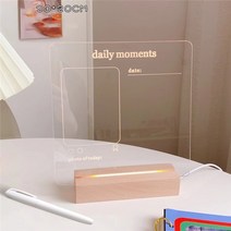 미니칠판 노트보드 전자메모 LED 야간메모장 크리 에이 티브 usb 아크릴 데일리 투명 메시지 나무 스탠드 홀더 led 램프 쓰기 패드 알림, b 펜으로