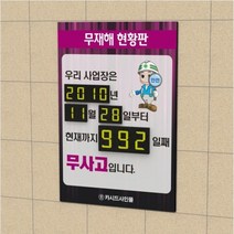 카시드 무재해 현황판 (NIR) 무사고 게시판 기록판 안전게시판 공장 작업장 회사 사무실 표지판 안전표지판 공사장 현장, 600*900*8mm(NIR-2)