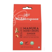 Wedderspoon Wedderspoon 건조한 목 유기농 마누카 꿀 생강 사탕, 120g