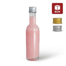 (1BOX) 유리병 위스키 미니어처 100ml (12개입) 투명 미니 바이알 병 용기, 금속캡 실버 (12개)
