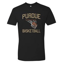 UGP Campus ApparelNCAA 페이드 레트로 농구 팀 컬러 티셔츠 프리미엄 면 칼리지 대학교 Purdue 보일러메이커. 블랙, Small