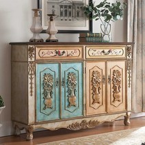 엔틱가구 티백 미니 문갑 고가구 접시장 다가구 인테리어, 메이플 브라운 4도어 사이즈 150x40x103cm