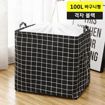 룰루홈 다용도 수납바구니 와이어 바스켓 옷 이불 장난감 정리함, 블랙격자 100L, 1개