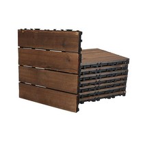 Progoal 6피스 인터로킹 바닥 타일 솔리드 우드 30.5cm x 30.5cm 합성 데크 방수 미끄럼 방지 목재 데크 타일 실내 및 실외 파티오 정원 마당용 (6제곱피트), 6pcs wooden flooring tiles