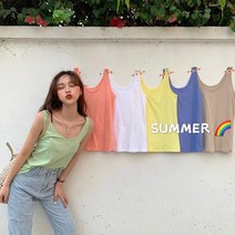 뉴욕멋쟁이 국내배송 코디 라운드 민소매 티셔츠 단색 베이직 나시티 민소매/나시