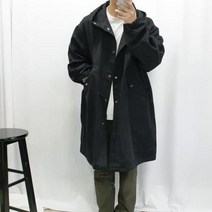 WOWayo 남자 박스 오버핏 롱 후드 야상 점퍼 3color